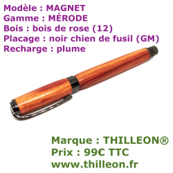 magnet_mrode_plume_et_roller_bois_de_rose_noir_chien_de_fusil_stylo_artisanal_thilleon_horiz