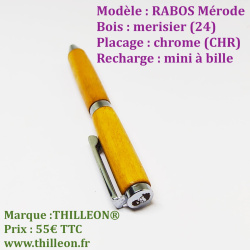 rabos_mini__bille_merisier_chrome_stylo_artisanal_bois_thilleon_marque