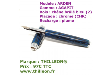 arden_agapit_plume_bleu_chrome_stylo_artisanal_thilleon_ouvert_marque
