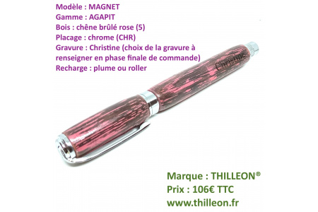 magnet_agapit_plume_ou_roller_rose_chrome_stylo_artisanal_bois_thilleon_ferme_marque