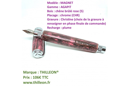 magnet_agapit_plume_rose_chrome_stylo_artisanal_bois_thilleon_ouvert_marque_