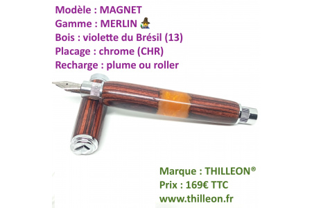 magnet_merlin_orange_plume_bois_de_violette_chr_stylo_bois_artisanal_thilleon_ouvert_logo_orig