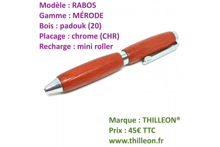 rabos_mrode_mini_roller_padouk_chrome_stylo_artisanal_bois_thilleon_45_marque