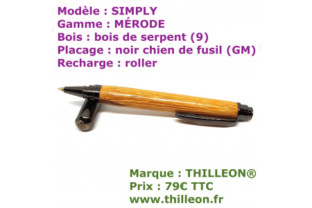 simply_mrode_roller_bois_de_serpent_noir_chien_de_fusil_stylo_artisanal_bois_thilleon_ouvert
