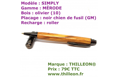 simply_mrode_roller_olivier_noir_chien_de_fusil_stylo_artisanal_bois_thilleon_ouvert
