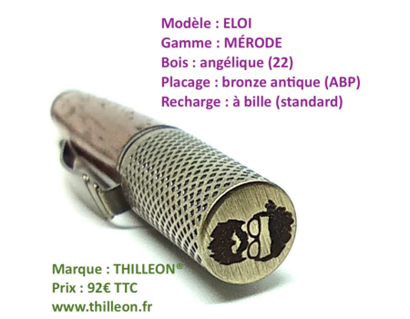 eloi_mrode_anglique__bille__placage_bronze_antique_stylo_artisanal_en_bois_thilleon_logo