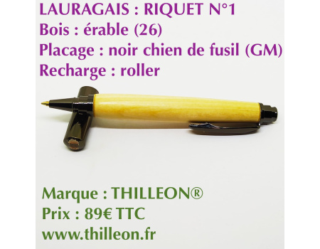 lauragais_riquet_n1_erable_noir_chien_de_fusil_stylo_artisanal_bois_thilleon_canal_du_midi_orig_marque