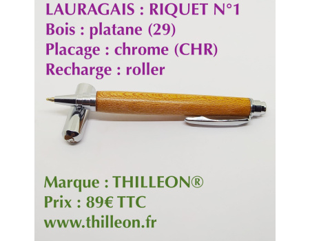 lauragais_riquet_n1_platane_chrome_stylo_artisanal_bois_thilleon_canal_du_midi_orig_marque