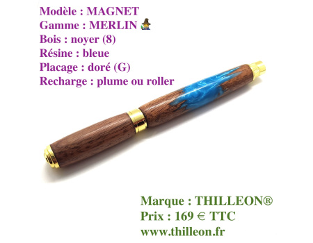 merlin_magnet_plume_ou_roller_noyer_bleu_stylo_artisanal_bois_rsine_thilleon_ferme_marque