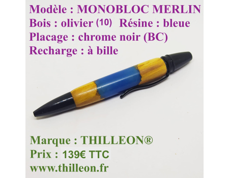 monobloc_merlin_dualite_olivier_resine_bleue_chrome_noir_bc_stylo_artisanal_bois_thilleon_original_marque_copie_2
