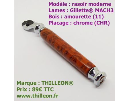 rasoir_thilleon_gillette_mach3_moderne_thilleon_amourette_chrome_artisanal_bois_orig_marque