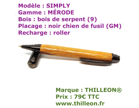 simply_mrode_roller_bois_de_serpent_noir_chien_de_fusil_stylo_artisanal_bois_thilleon_ouvert