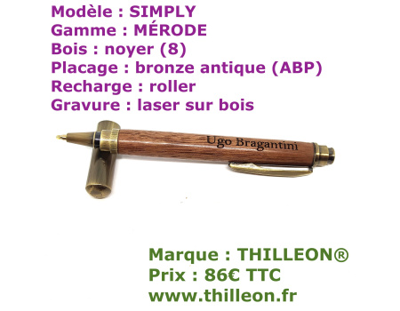 simply_roller_noyer_bronze_antique_stylo_artisanal_bois_thilleon_ouvert_grav_marqu